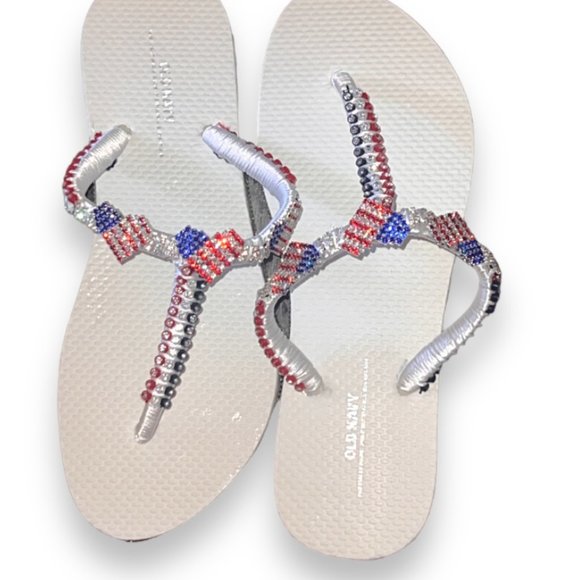 Flip Flops, T-Strap Flip Flops, Women Sandals, Ladies Shoes, Independence Day - Picture 15 of 16